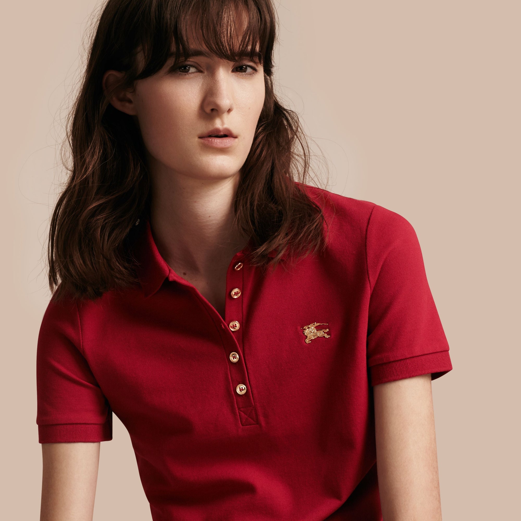 MILITARY RED Polo en piqué de coton extensible