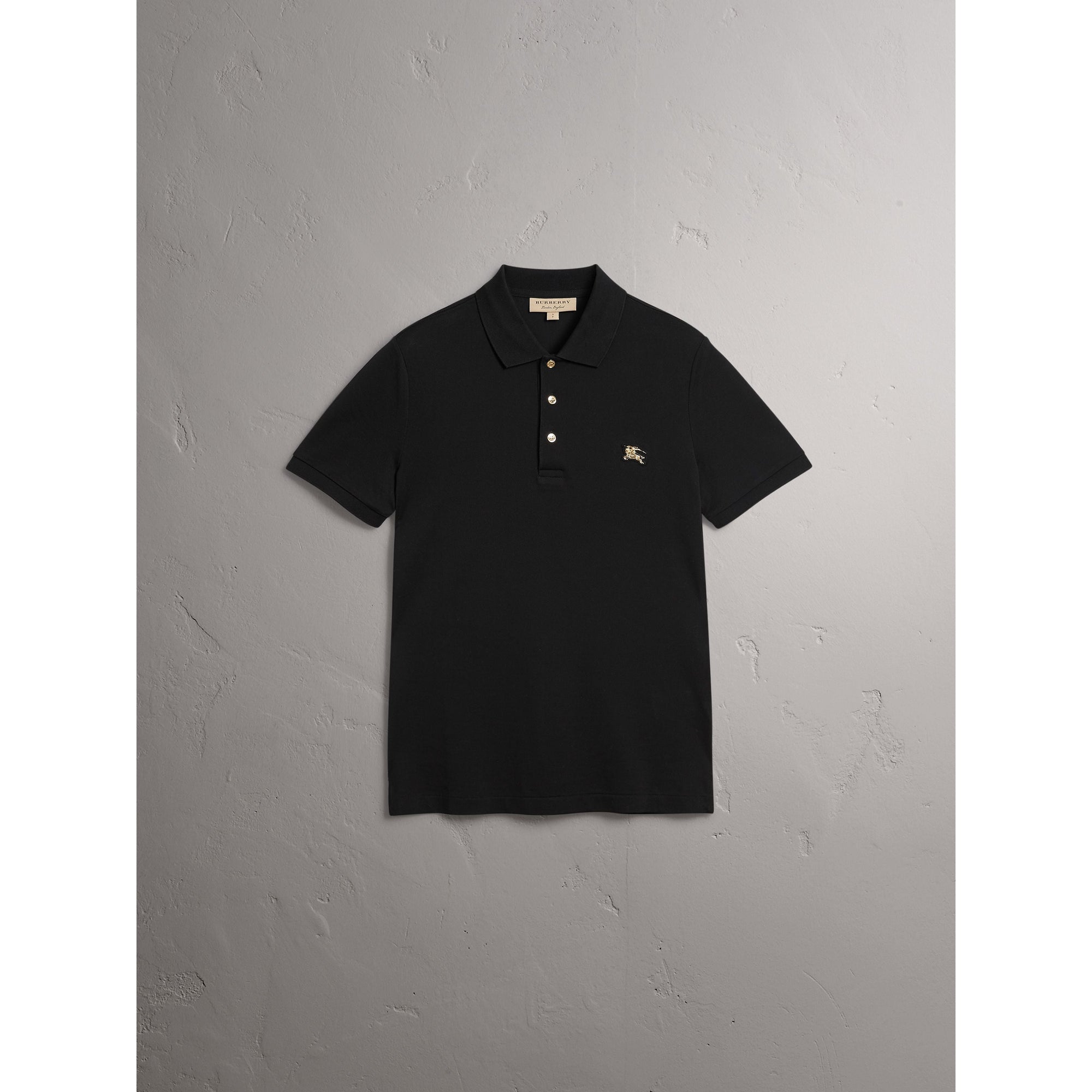 BLACK Polo en piqué de coton