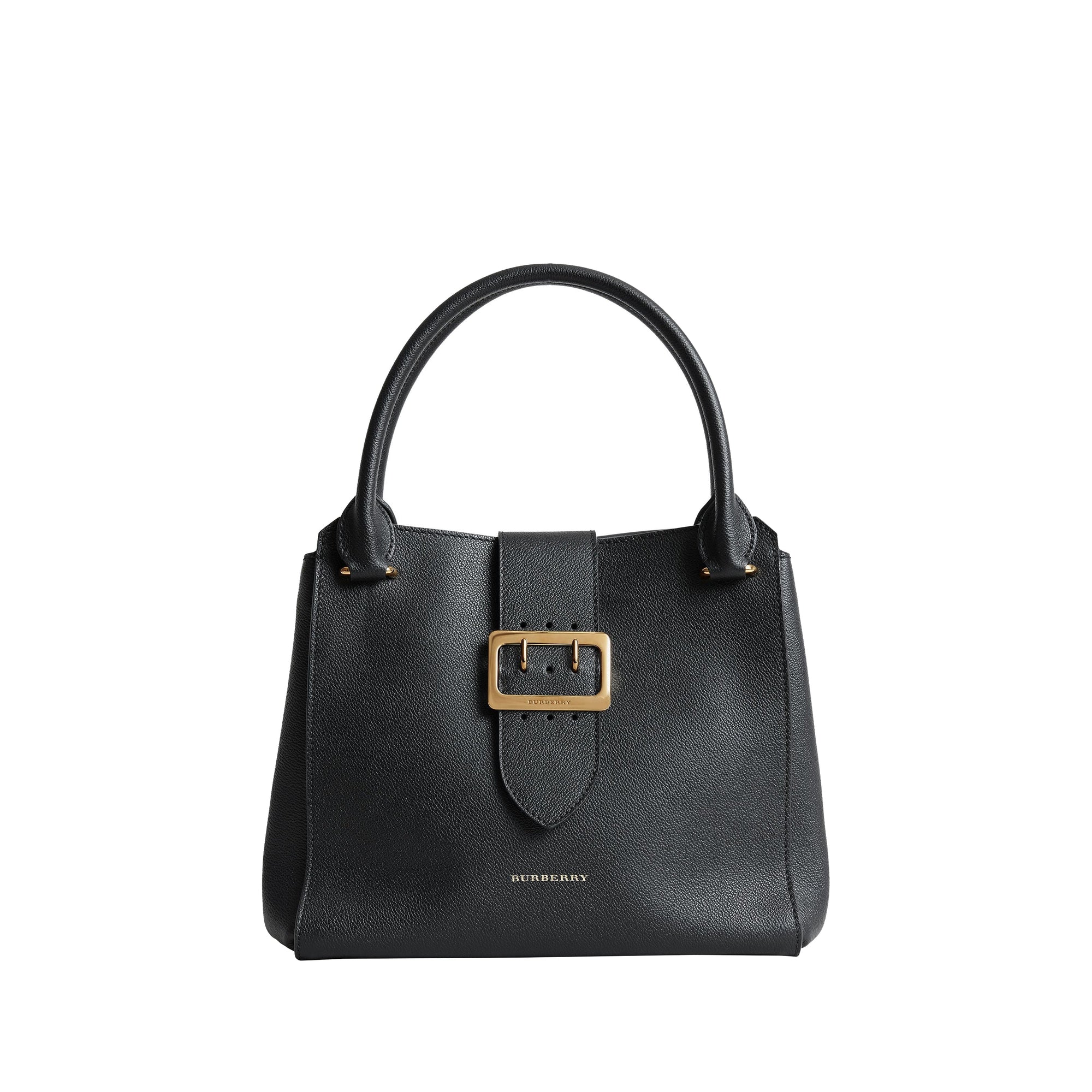 Sac tote the buckle moyen en cuir grainé - Noir