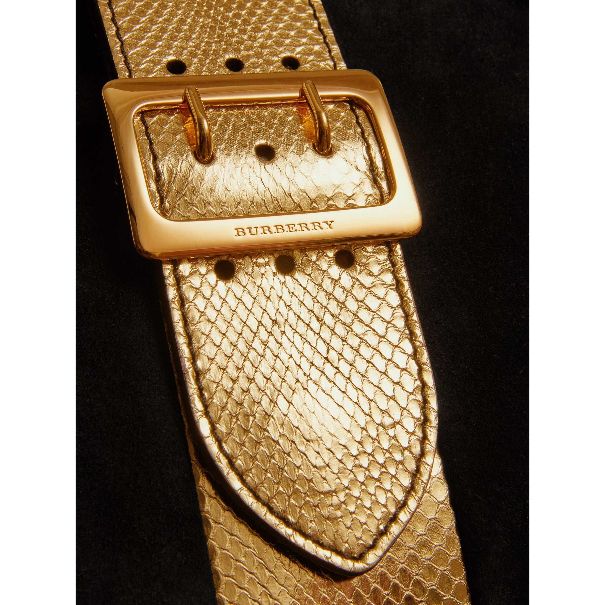 BLACK/GOLD Sac tote The Buckle moyen en cuir velours et peau de serpent