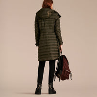 DARK OLIVE Doudoune longue rembourrée en duvet avec capuche amovible