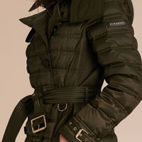 DARK OLIVE Doudoune longue rembourrée en duvet avec capuche amovible
