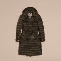 DARK OLIVE Doudoune longue rembourrée en duvet avec capuche amovible
