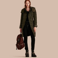 DARK OLIVE Doudoune longue rembourrée en duvet avec capuche amovible