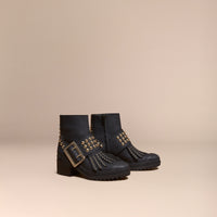BLACK Bottines The Buckle en cuir caoutchouté