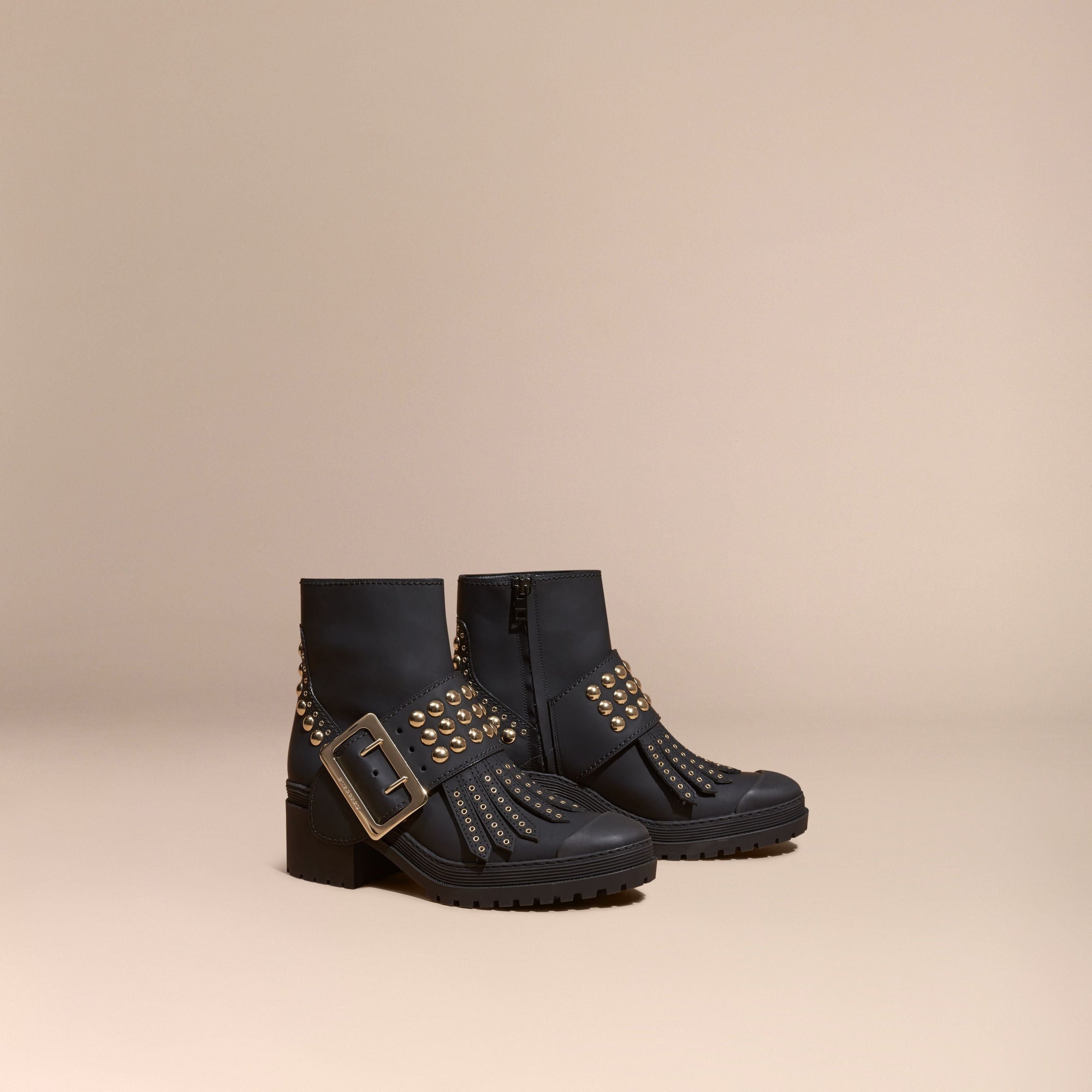 BLACK Bottines The Buckle en cuir caoutchouté