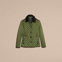 BRIGHT MOSS GREEN Veste matelassée avec col en shearling