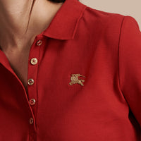 MILITARY RED Polo à manches longues en piqué de coton extensible