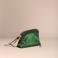 BRIGHT GREEN Petite pochette zippée en nylon technique à imprimé python