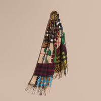 MULTICOLOUR L'écharpe classique en cachemire à motif check et imprimé patchwork
