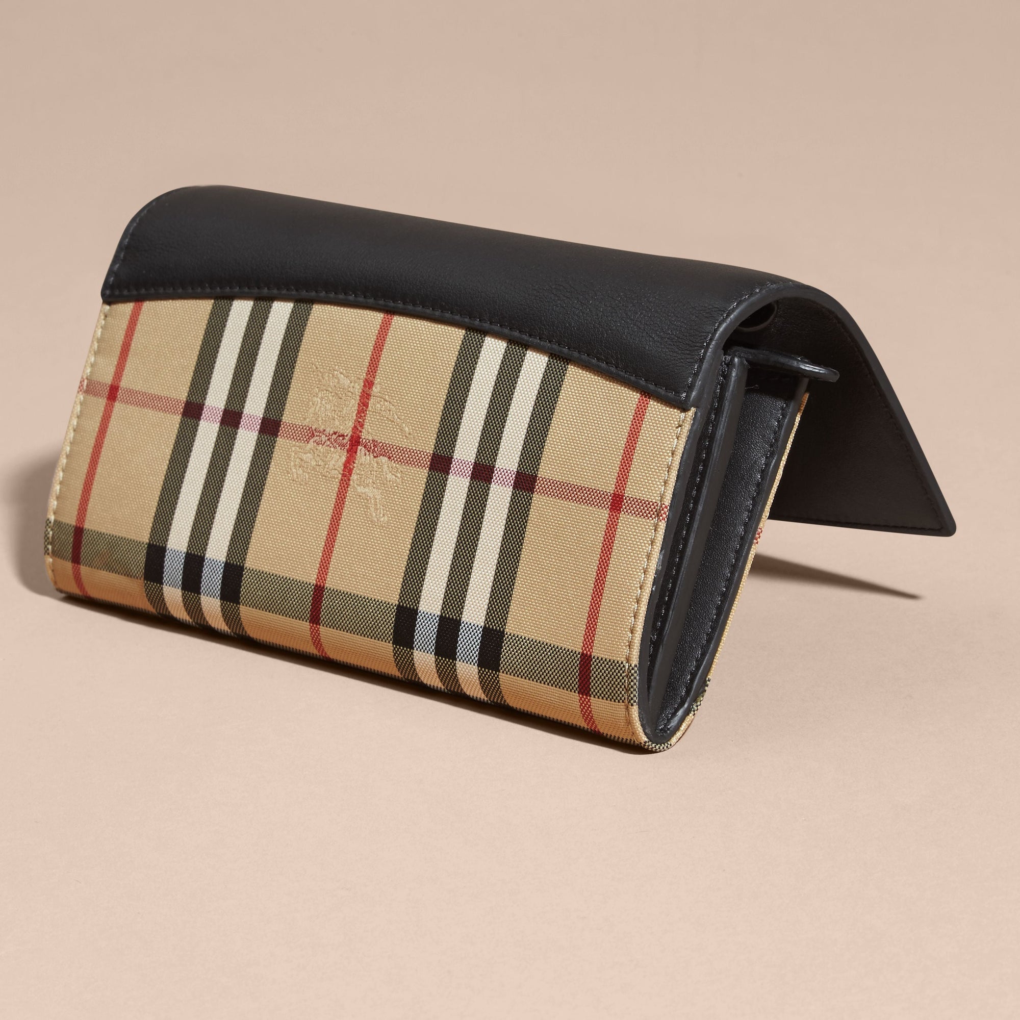 BLACK Portefeuille en tissu Horseferry check et cuir avec chaîne