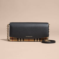 BLACK Portefeuille en tissu Horseferry check et cuir avec chaîne