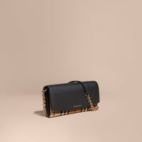 BLACK Portefeuille en tissu Horseferry check et cuir avec chaîne