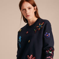 NAVY Sweat-shirt en coton avec appliqué floral à sequins
