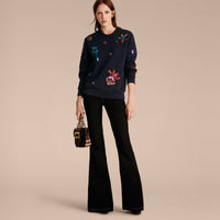 NAVY Sweat-shirt en coton avec appliqué floral à sequins
