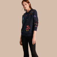 NAVY Sweat-shirt en coton avec appliqué floral à sequins