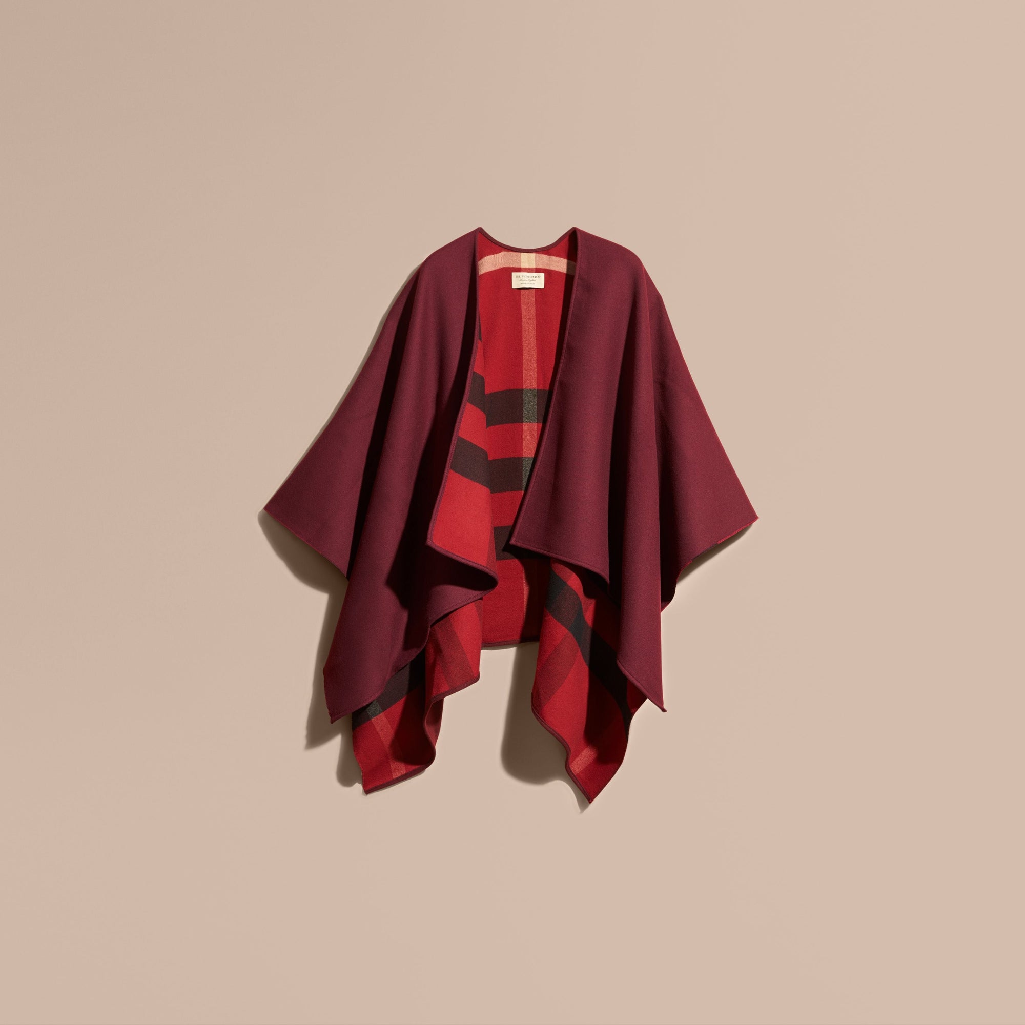 PARADE RED Poncho réversible en laine mérinos à motif check