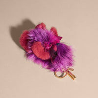 FUCHSIA PINK Bijou porte-clés Thomas Bear à pompon en cachemire à motif check