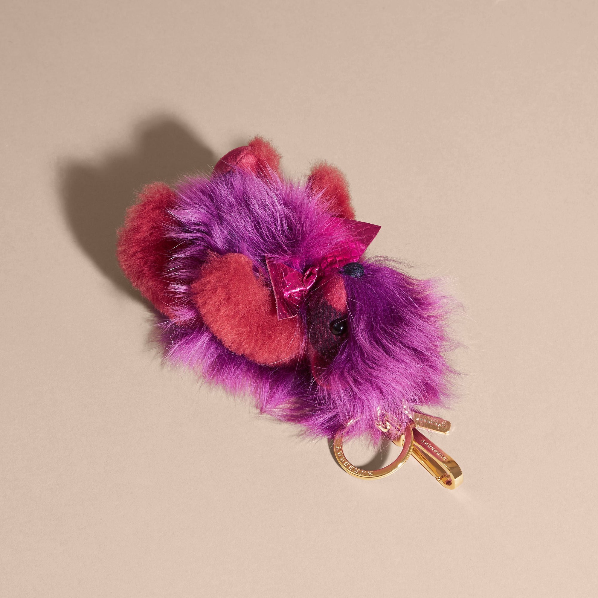 FUCHSIA PINK Bijou porte-clés Thomas Bear à pompon en cachemire à motif check