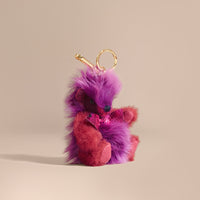 FUCHSIA PINK Bijou porte-clés Thomas Bear à pompon en cachemire à motif check