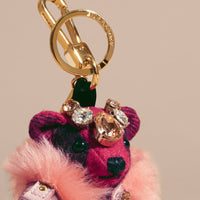 FUCHSIA PINK Bijou porte-clés Thomas Bear avec cape et cristaux