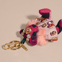 FUCHSIA PINK Bijou porte-clés Thomas Bear avec cape et cristaux