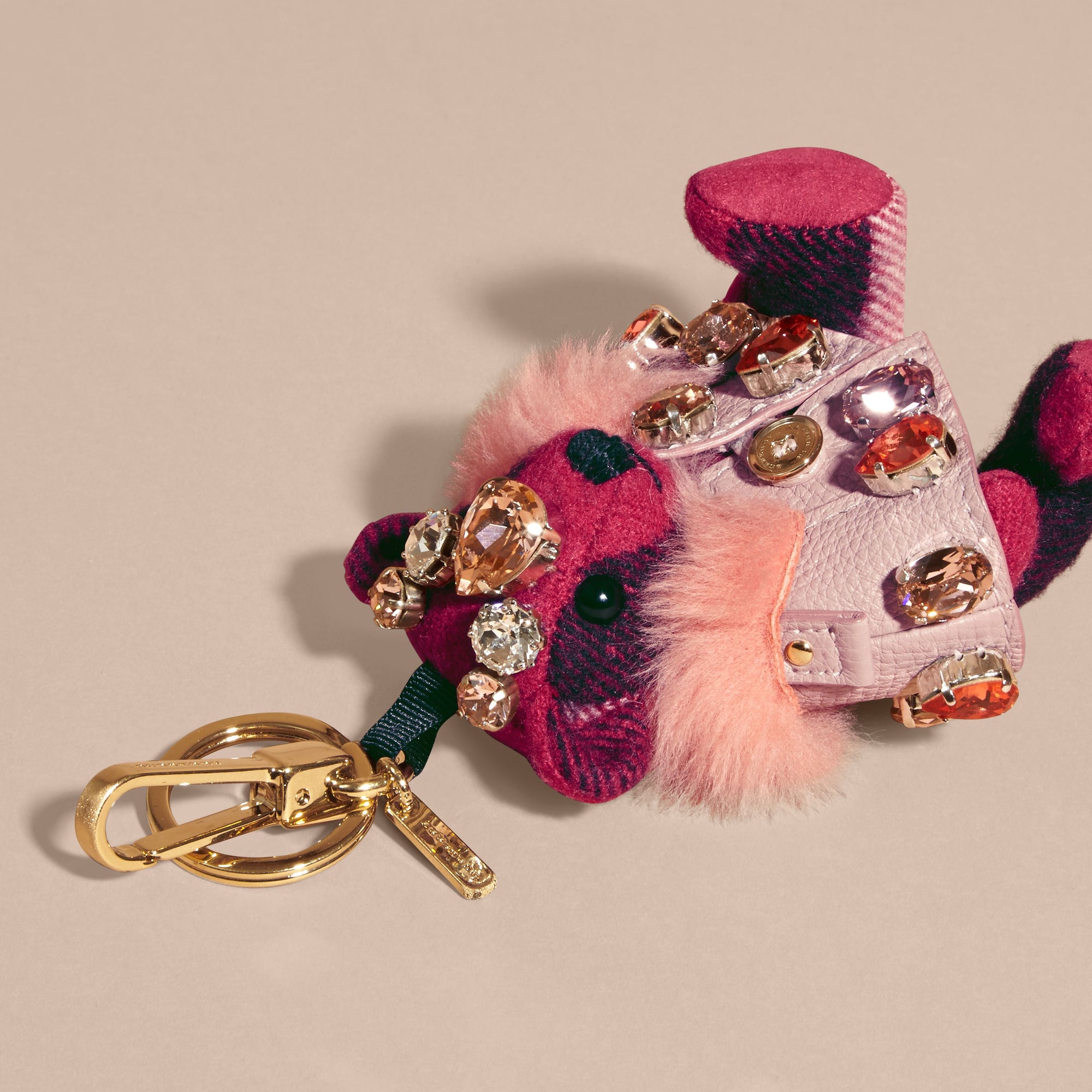 FUCHSIA PINK Bijou porte-clés Thomas Bear avec cape et cristaux