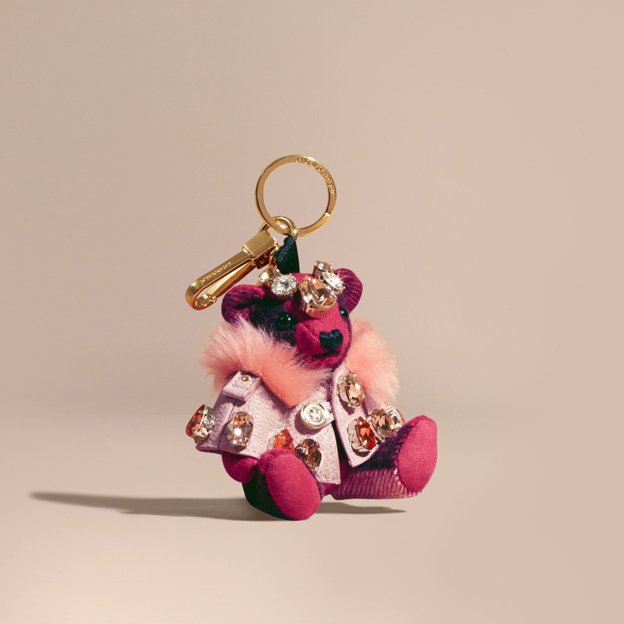 FUCHSIA PINK Bijou porte-clés Thomas Bear avec cape et cristaux