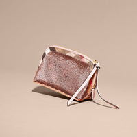 PINK/PINK Pochette moyenne zippée à motif House check et sequins