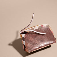 PINK/PINK Pochette moyenne zippée à motif House check et sequins