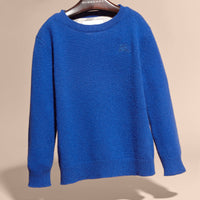 BRILLIANT BLUE Pull en cachemire avec coudières à motif check