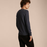 DARK GREY MELANGE Pull en cachemire avec éléments en jacquard à motif check