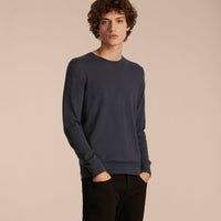 DARK GREY MELANGE Pull en cachemire avec éléments en jacquard à motif check