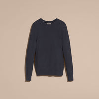 DARK GREY MELANGE Pull en cachemire avec éléments en jacquard à motif check