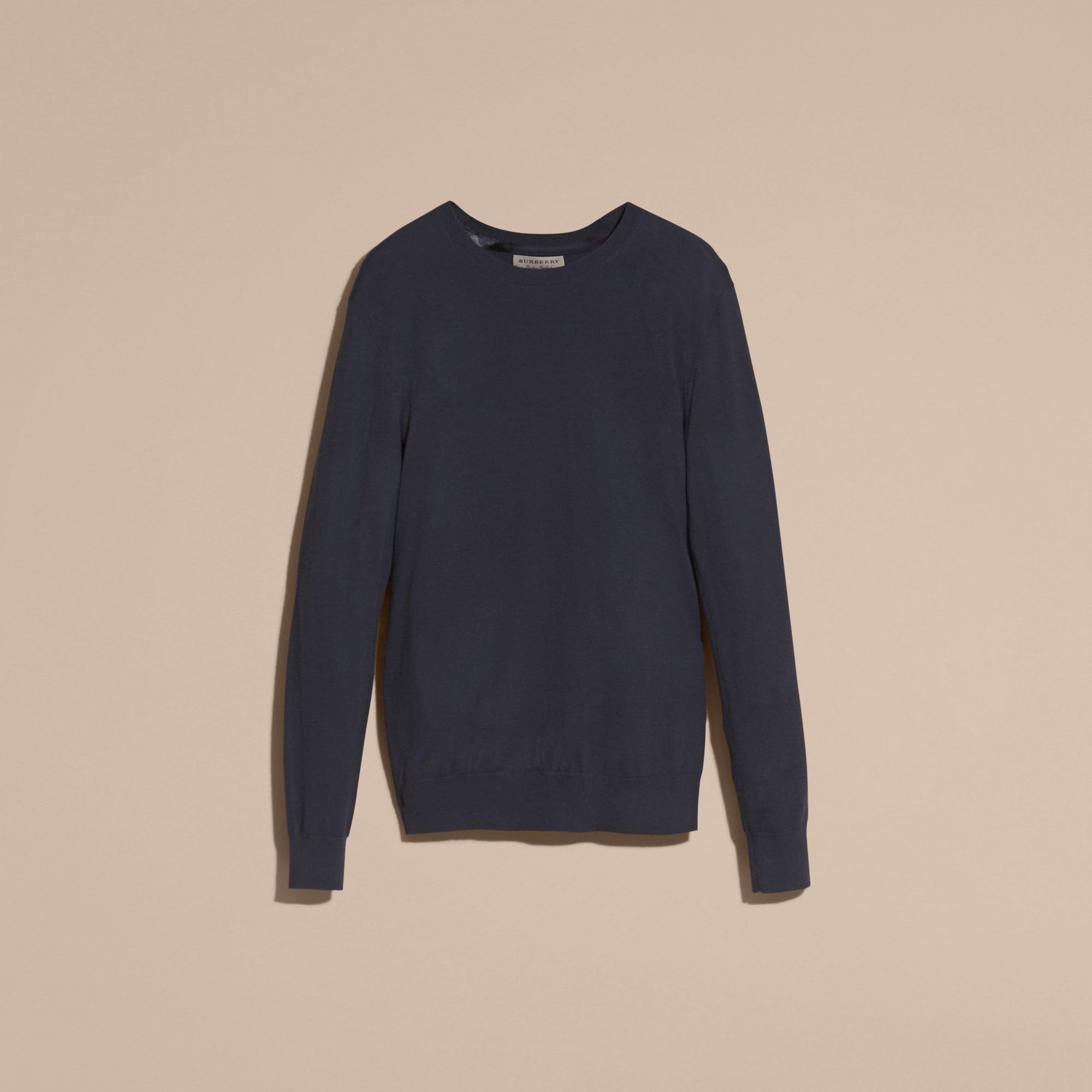 DARK GREY MELANGE Pull en cachemire avec éléments en jacquard à motif check