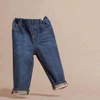 BLUE Jean stretch avec détails à motif check