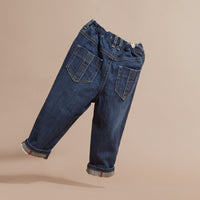 BLUE Jean stretch avec détails à motif check
