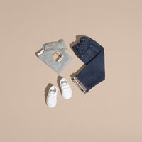 BLUE Jean stretch avec détails à motif check