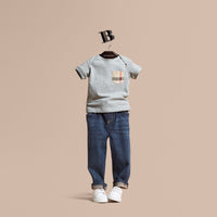 BLUE Jean stretch avec détails à motif check