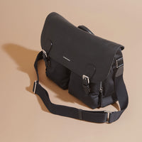 BLACK Sac Messenger avec détails en cuir