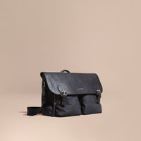 BLACK Sac Messenger avec détails en cuir