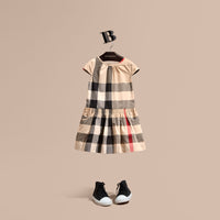 NEW CLASSIC CHECK Robe en voile de coton à motif check avec mancherons