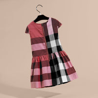 PINK AZALEA Robe en voile de coton à motif check avec mancherons
