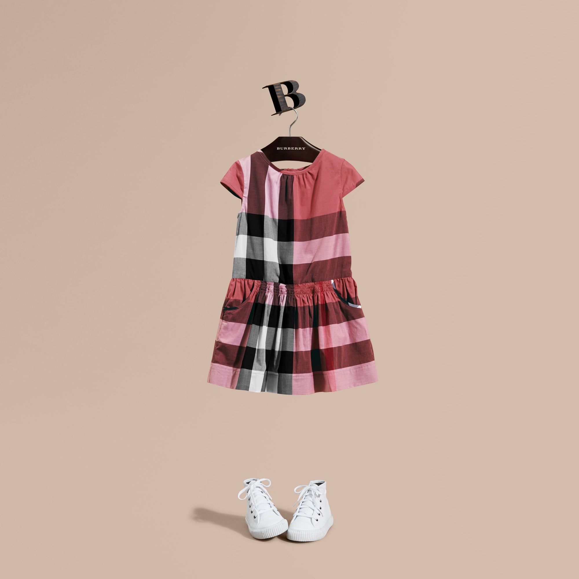 PINK AZALEA Robe en voile de coton à motif check avec mancherons