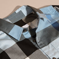 PALE BLUE Chemise en coton à manches courtes avec motif check