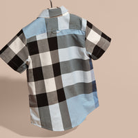 PALE BLUE Chemise en coton à manches courtes avec motif check