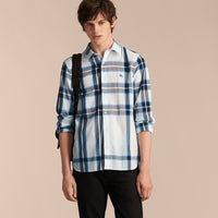 LIGHT BLUE Chemise en coton à motif check