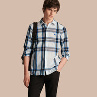 LIGHT BLUE Chemise en coton à motif check