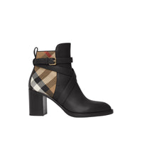 BLACK Bottines en cuir et coton House check