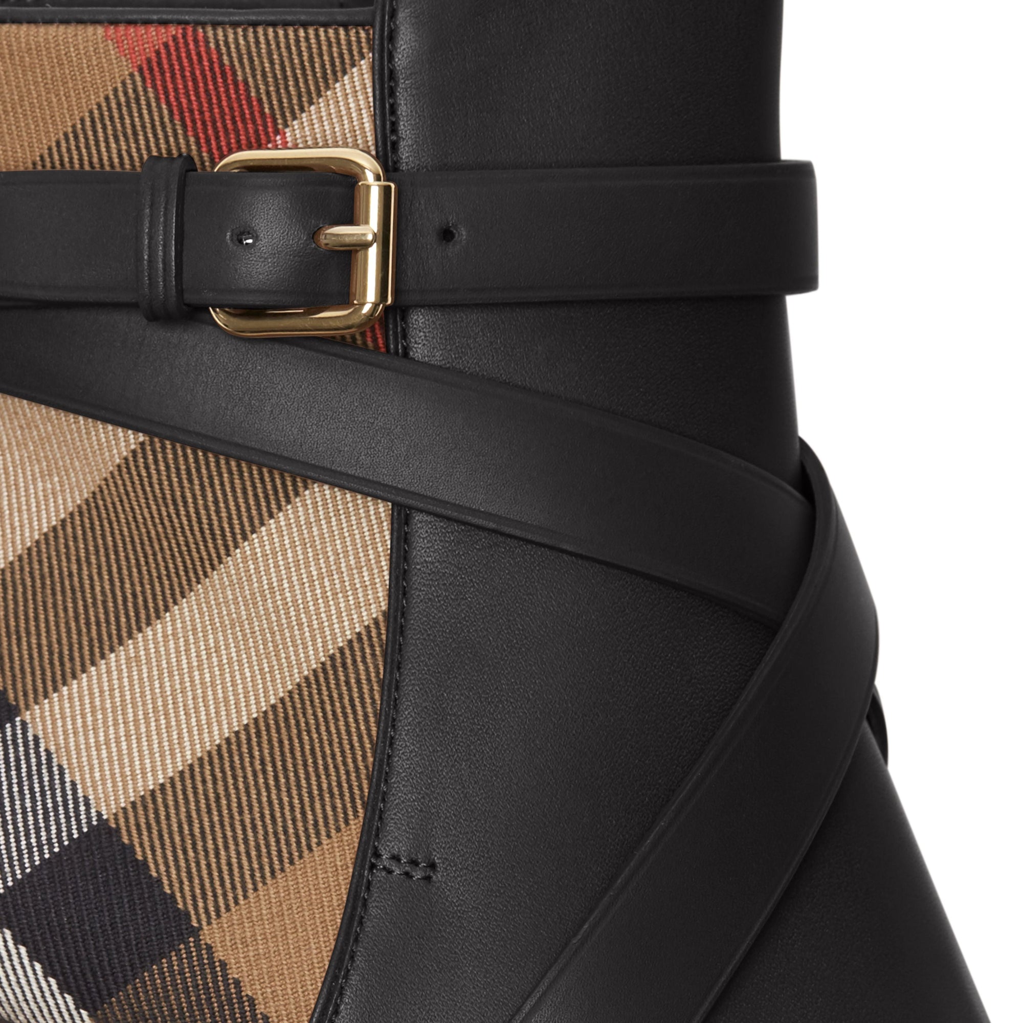 BLACK Bottines en cuir et coton House check